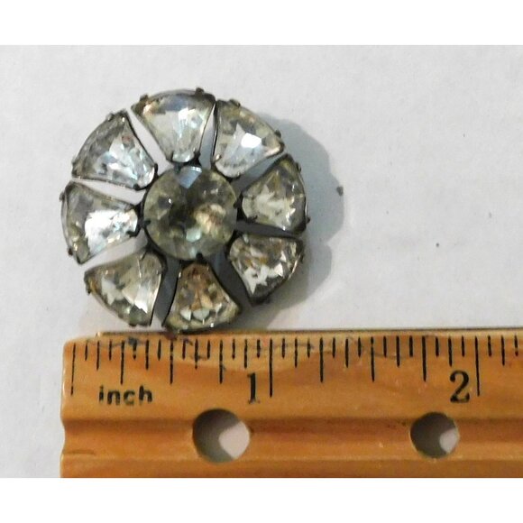 Vintage Crystal Rhinestone Flower Buttons With Double Shank 1.25 Inch - Picture 5 of 5